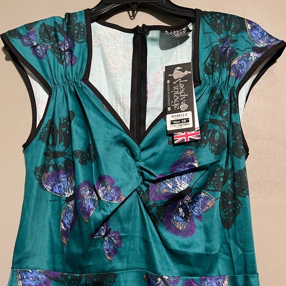 NWT Teal Purple Tea Butterfly Dress - Picture 2 of 3